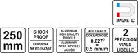 POZIOMNICA ALUMINIOWA TRAPEZOWA 250mm MAGNES 2x LIBELLE YATO YT-30370