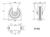 KÓŁKO STAŁE Z CZARNĄ GUMĄ 100MM VOREL 87302