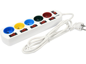 PRZEDŁUŻACZ LISTWA PRĄDOWA 5 GNIAZDEK Z UZIEMIENIEM KAŻDE Z INDYWIDUALNYM WŁĄCZNIKIEM LUND 72460 