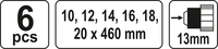 ŚWIDRY WIERTŁA DO DREWNA HEX 10-20mm l=460mm KPL. 6 SZT. YATO YT-3299