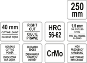 NOŻYCE DO CIĘCIA BLACHY PRAWE 250mm YATO YT-1961