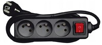PRZEDŁUŻACZ ELEKTRYCZNY, BLACK, 3 GNIAZDA Z UZIEMIENIEM, 5M Z WYŁĄCZNIKIEM VOREL 72627