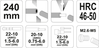 SZCZYPCE WIELOFUNKCYJNE 5w1 DO CIĘCIA PRZEWÓDÓW ZACISKANIA KONEKTORÓW ŚCIĄGACZ IZOLACJI 240mm YATO YT-22930