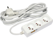 PRZEDŁUŻACZ ELEKTRYCZNY, BIAŁY, 3 GNIAZDA Z UZIEMIENIEM, 5M VOREL 72508