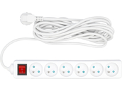 PRZEDŁUŻACZ ELEKTRYCZNY, BIAŁY, 6 GNIAZD Z UZIEMIENIEM, 5M Z WYŁĄCZNIKIEM  VOREL 72535 
