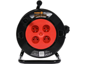 PRZEDŁUŻACZ BĘBNOWY, 4 GNIAZDA, METALOWY STELAŻ 3X1,5MM2, 50M VOREL 82685