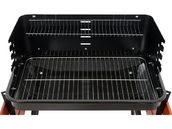 KLASYCZNY GRILL WĘGLOWY Z PÓŁKAMI, CHROMOWANY RUSZT ROŻEN 53X33 LUND 99911 