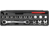 KOMPLET ZESTAW KLUCZY Z GRZECHOTKĄ DO NAPINACZY 15el. YATO YT-06279