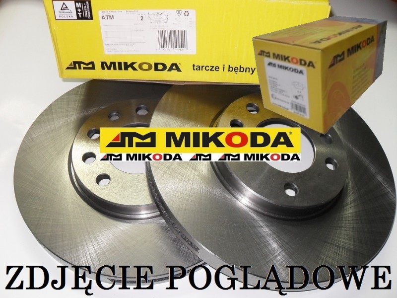 Tarcze hamulcowe pełne MIKODA 0390 + KLOCKI MIKODA 70829