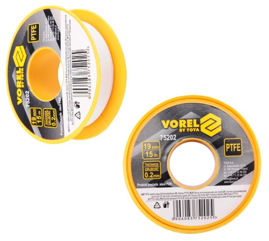 TAŚMA TEFLONOWA TEFLON  PTFE USZCZELNIAJĄCA DO GWINTÓW 15m 19mm VOREL 75202