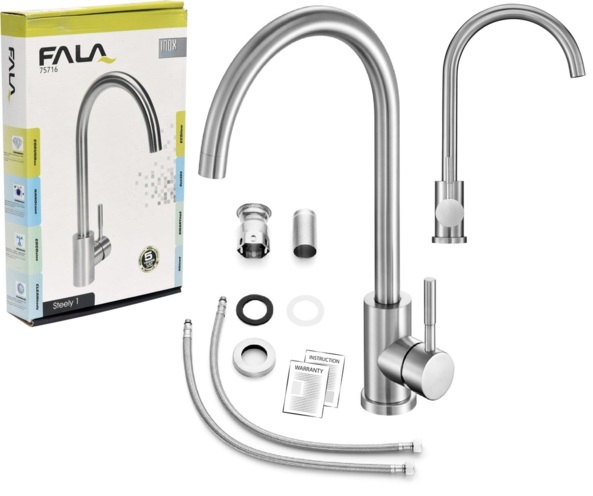 BATERIA KUCHENNA ZLEWOZMYWAKOWA STOJĄCA STEELY 1 SREBRNA INOX FALA 75716
