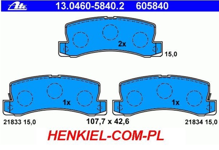 KLOCKI HAMULCOWE ATE 13.0460-5840.2 - TYŁ