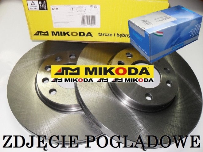 Tarcze hamulcowe wentylowane MIKODA 2412 + KLOCKI SAMKO 5SP436 - VOLVO 850 C70 S70 V70 - OŚ PRZEDNIA