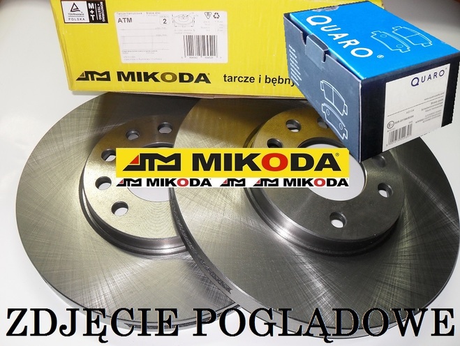 Tarcze hamulcowe pełne MIKODA 0390 + KLOCKI QUARO QP7537 - FIAT SEDICI (FY_) SUZUKI SX4 (EY, GY) SX4 Sedan (GY, RW) - OŚ TYLNA