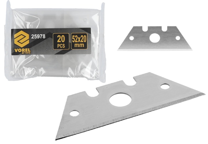 OSTRZA TRAPEZOWE DO STRUGA 25977 TRAPEZ 52x20mm 50szt. VOREL 25979