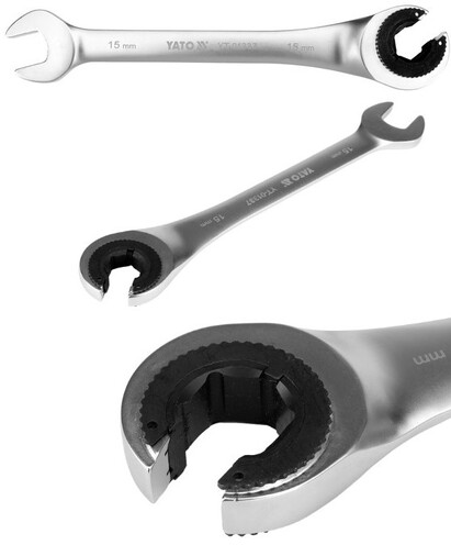 KLUCZ PÓŁOTWARTY PŁASKO-OCZKOWY Z GRZECHOTKĄ 15MM YATO YT-01337