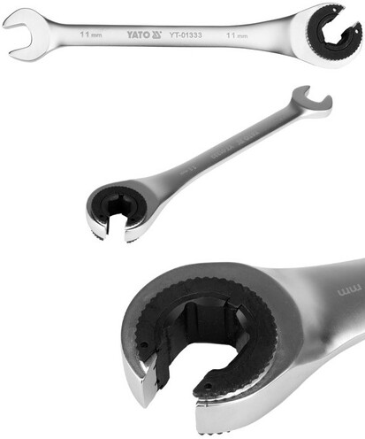 KLUCZ PÓŁOTWARTY PŁASKO-OCZKOWY Z GRZECHOTKĄ 11MM YATO YT-01333