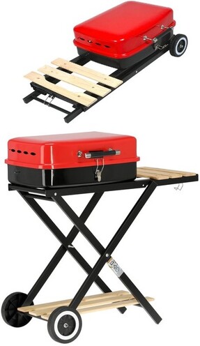 GRILL WĘGLOWY SKŁADANY RUSZT ROŻEN MOŻLIWOŚĆ ZŁOŻENIA 45X33,5CM LUND 99926 