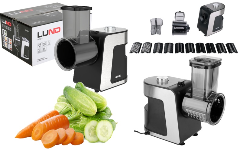 ELEKTRYCZNA SZATKOWNICA DO WARZYW 5 TAREK TARCZ ZE STALI NIERDZEWNEJ 250W LUND 67831