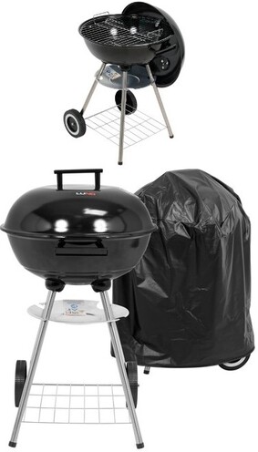 GRILL WĘGLOWY OKRĄGŁY Z POKROWCEM, STALOWY RUSZT ROŻEN 41 LUND 99906 