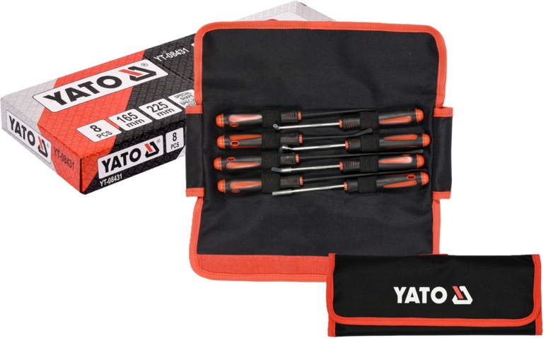 ZESTAW HACZYKÓW HAKÓW HAKI I ŁYŻECZEK DO USZCZELNIACZY ETUI 8el. YATO YT-08431