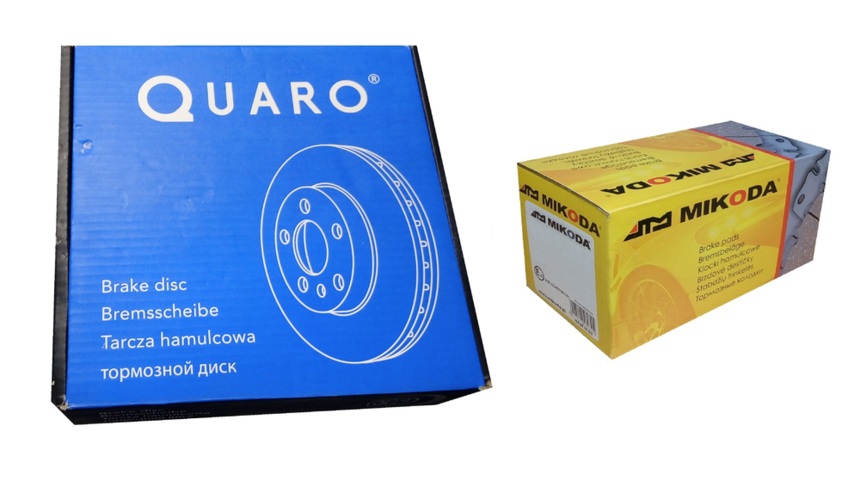 Tarcze hamulcowe pełne z powłoką antykorozyjną QUARO QD1409 + KLOCKI MIKODA 70217 - AUDI A4 (B6, B7) A4 Avant (B6, B7) A4 Kabriolet (B7) SEAT EXEO (3R2) EXEO ST (3R5) - OŚ TYLNA