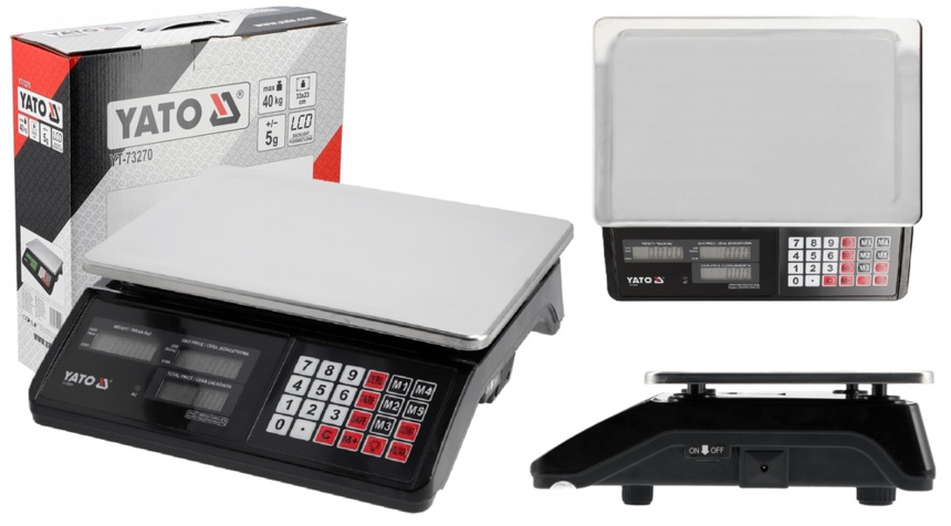 WAGA ELEKTRONICZNA SKLEPOWA MAGAZYNOWA KALKULACYJNA LCD AKUMULATOR 40kg 5g YATO YT-73270