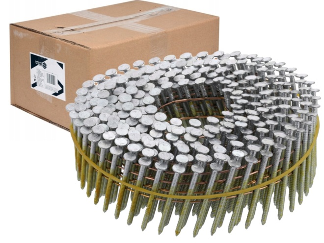 GWOŹDZIE BĘBNOWE DO GWOŹDZIARKI BĘBNOWEJ PIERŚCIENIOWE OCYNKOWANE KOLETOWANE 38mm śr. 2,1mm 7200szt. VOREL 72016