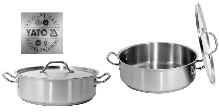 GARNEK NISKI DO DUSZENIA Z POKRYWKĄ STAL NIERDZEWNA 36X11CM 11,2L YG-00055