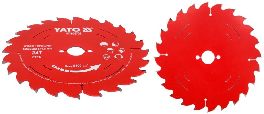 TARCZA TCT PTFE DO DREWNA I PŁYT 165*20*24T YATO YT-608732