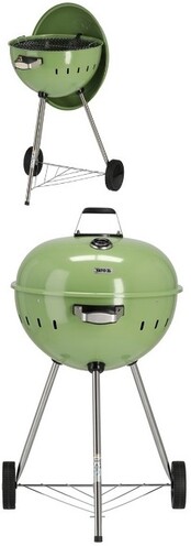 GRILL WĘGLOWY OKRĄGŁY 54CM ZIELONY CHROMOWANY RUSZT ROŻEN YATO YG-20303 