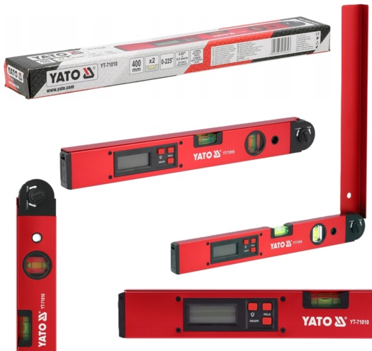 KĄTOMIERZ KĄTOWNIK ELEKTRONICZNY CYFROWY LCD ALUMINIOWY 400mm 0-225˚ YATO YT-71010