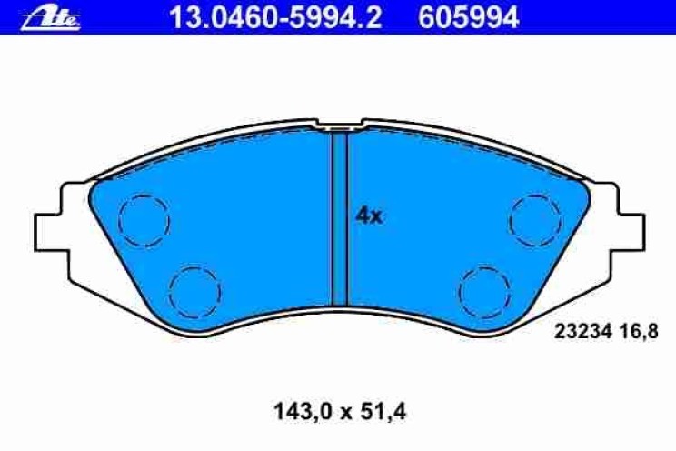 KLOCKI HAMULCOWE ATE 13.0460-5994.2 CHEVROLET EVANDA REZZO DAEWOO LANOS LEGANZA NUBIRA -- przód