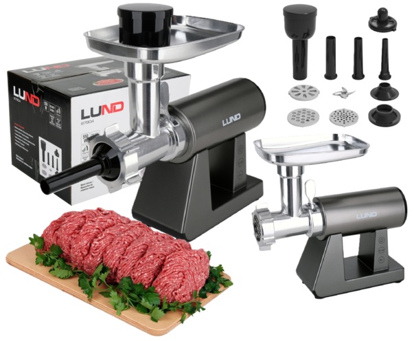 MASZYNKA DO MIELENIA MIĘSA NADZIEWARKA DO KIEŁBASY STAL NIERDZEWNA 5w1 DC 550W LUND 67904