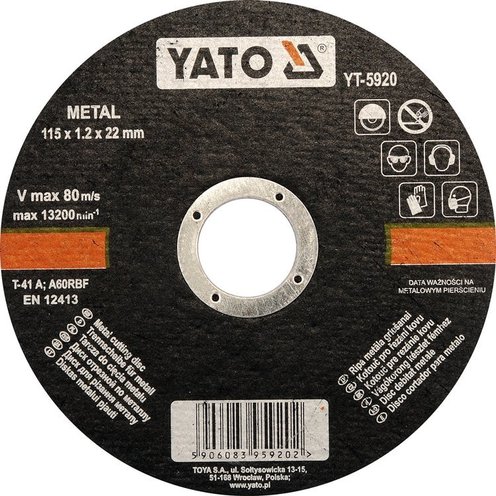 TARCZA DO CIĘCIA METALU 115 x 1,2 x 22 mm YATO YT-5920