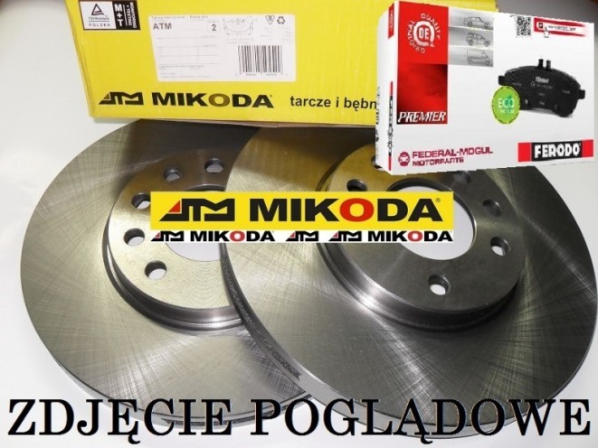 Tarcze hamulcowe pełne MIKODA 1328 + KLOCKI FERODO FDB1766 - MAZDA 3 (BK,BL) - OŚ TYLNA