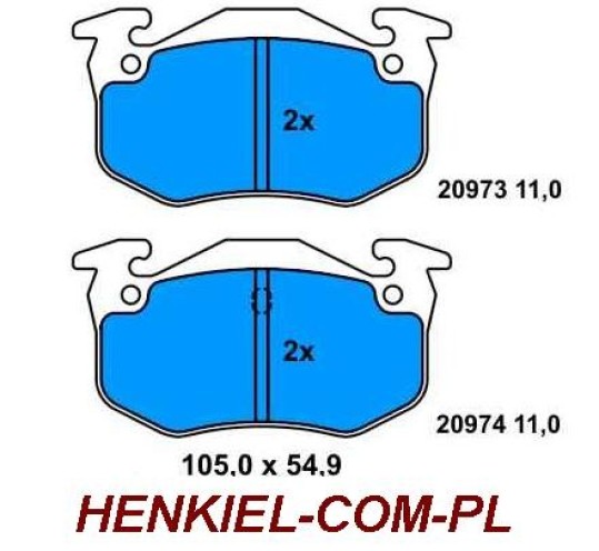 KLOCKI HAMULCOWE 13.0460-3954.2 - CITROEN XSARA ZX PEUGEOT 106 205 206 306 309 RENAULT MEGANE I THALIA SUPER 5 9 11 -- TYŁ