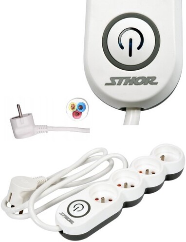 PRZEDŁUŻACZ LISTWA ZASILAJĄCA 4 GNIAZDA Z UZIEMIENIEM WYŁĄCZNIK 1,5M 1,5MM2 STHOR 72353 