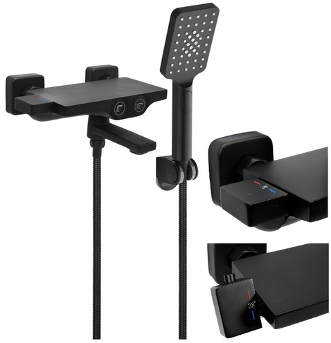 BATERIA WANNOWA TERMOSTATYCZNA NOIR 2 Z ZESTAWEM PRYSZNICOWYM FALA 75888