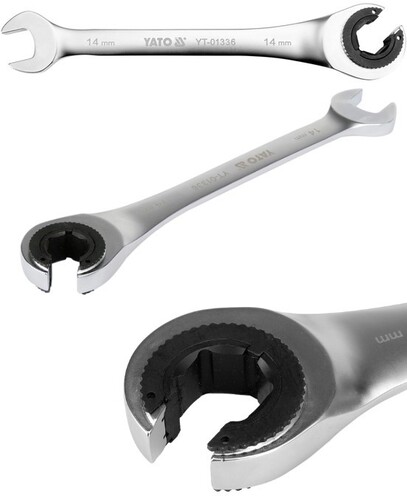 KLUCZ PÓŁOTWARTY PŁASKO-OCZKOWY Z GRZECHOTKĄ 14MM YATO YT-01336