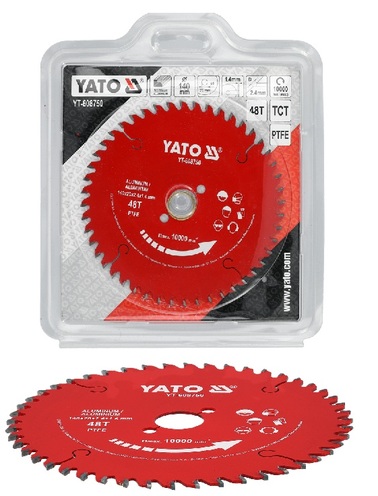 TARCZA WIDIOWA TCT PTFE DO ALUMINIUM WĘGLIK WOLFRERAMU 140mm 20mm 48T YATO YT-608750