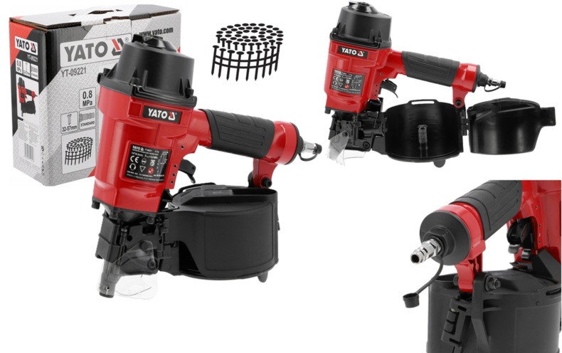 GWOŹDZIARKA PNEUMATYCZNA BĘBNOWA STOLARSKA TAPICERSKA NA GWOŹDZIE 32-57mm YATO YT-09221