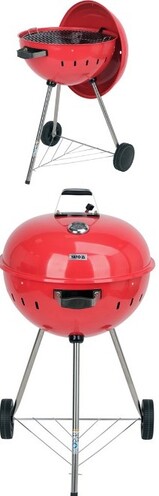 GRILL WĘGLOWY OKRĄGŁY 54CM CZERWONY CHROMOWANY RUSZT ROŻEN YATO YG-20304 
