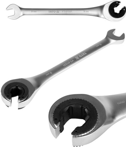 KLUCZ PÓŁOTWARTY PŁASKO-OCZKOWY Z GRZECHOTKĄ 9MM YATO YT-01331