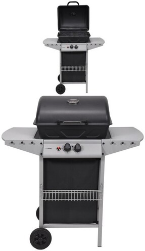 PRZENOŚNY GRILL GAZOWY BAVEN 2 PALNIK, 5,5KW STALOWY RUSZT ROŻEN LUND 99644 
