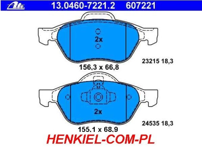 KLOCKI ATE 13.0460-7221.2 - przód RENAULT LAGUNA II III TWINGO WIND