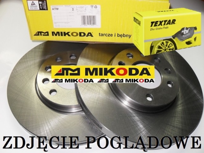 Tarcze hamulcowe pełne MIKODA 0831 + KLOCKI TEXTAR 2352701 - HONDA ACCORD VII (CL, CM) - OŚ TYLNA