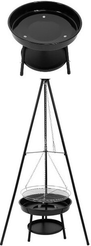 GRILL WISZĄCY NA TRÓJNOGU CHROMOWANY RUSZT ROŻEN 46CM LUND 99903 