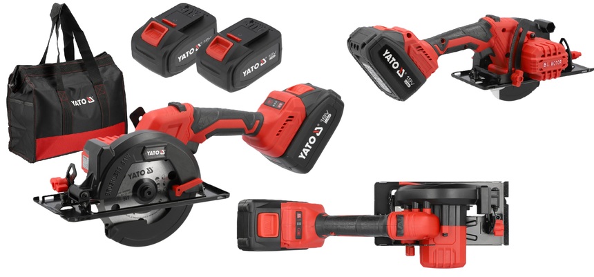 PIŁA PILARKA TARCZOWA BEZSZCZOTKOWA AKUMULATOROWA + ŁADOWARKA  2x4Ah 18V 140mm YATO YT-8281185