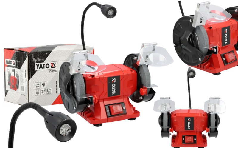 SZLIFIERKA STOŁOWA DWUTARCZOWA PODWÓJNA DO OSTRZENIA 150mm 250W 230V YATO YT-822103